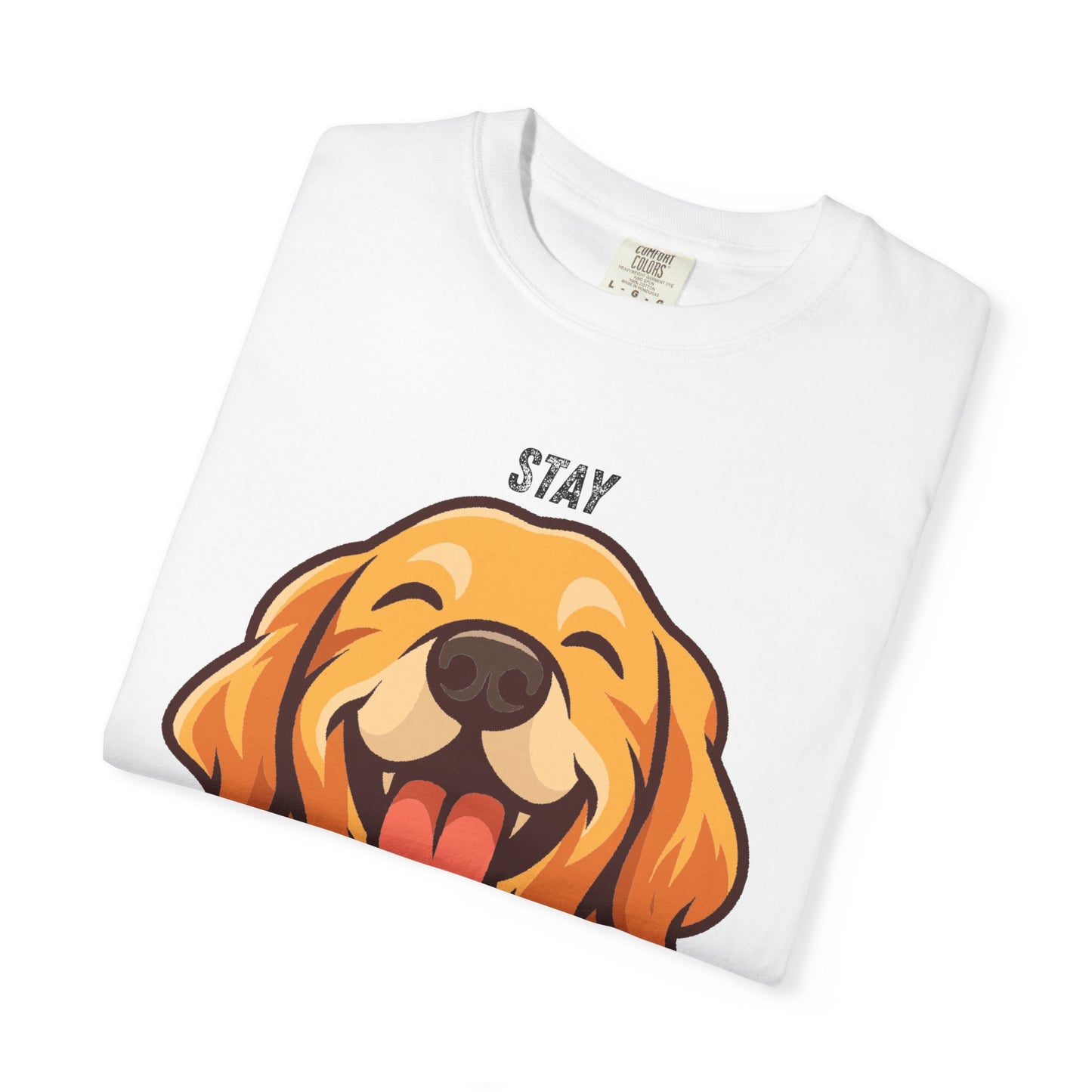 Stay Pawsitive T-Shirt | Smiling Golden Retriever Graphic Tee | Happy Dog Shirt | Positive Vibes Gift