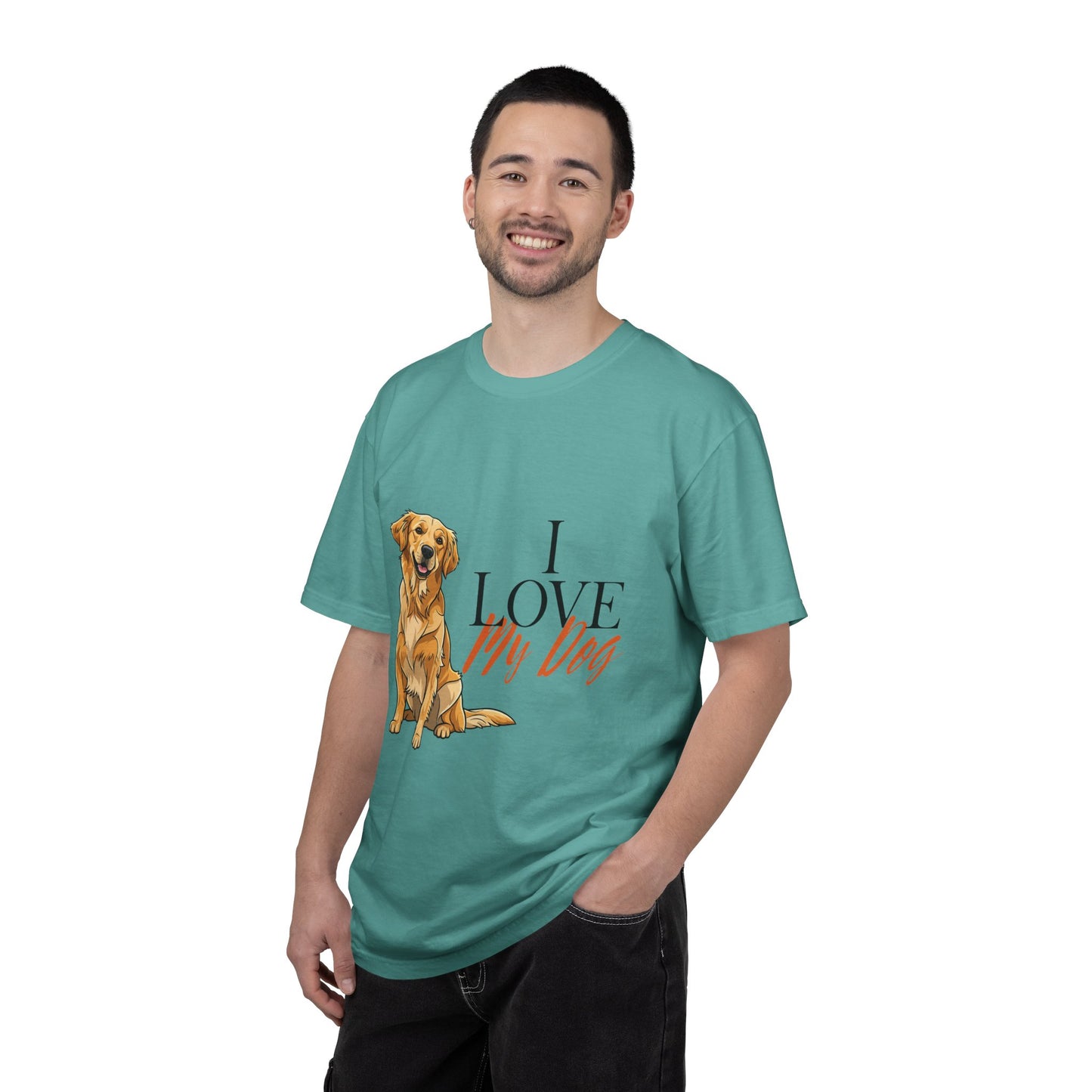 I Love My Dog T-Shirt | Golden Retriever Lover Gift | Vintage Aesthetic Dog Mom Tee | Hand-Illustrated