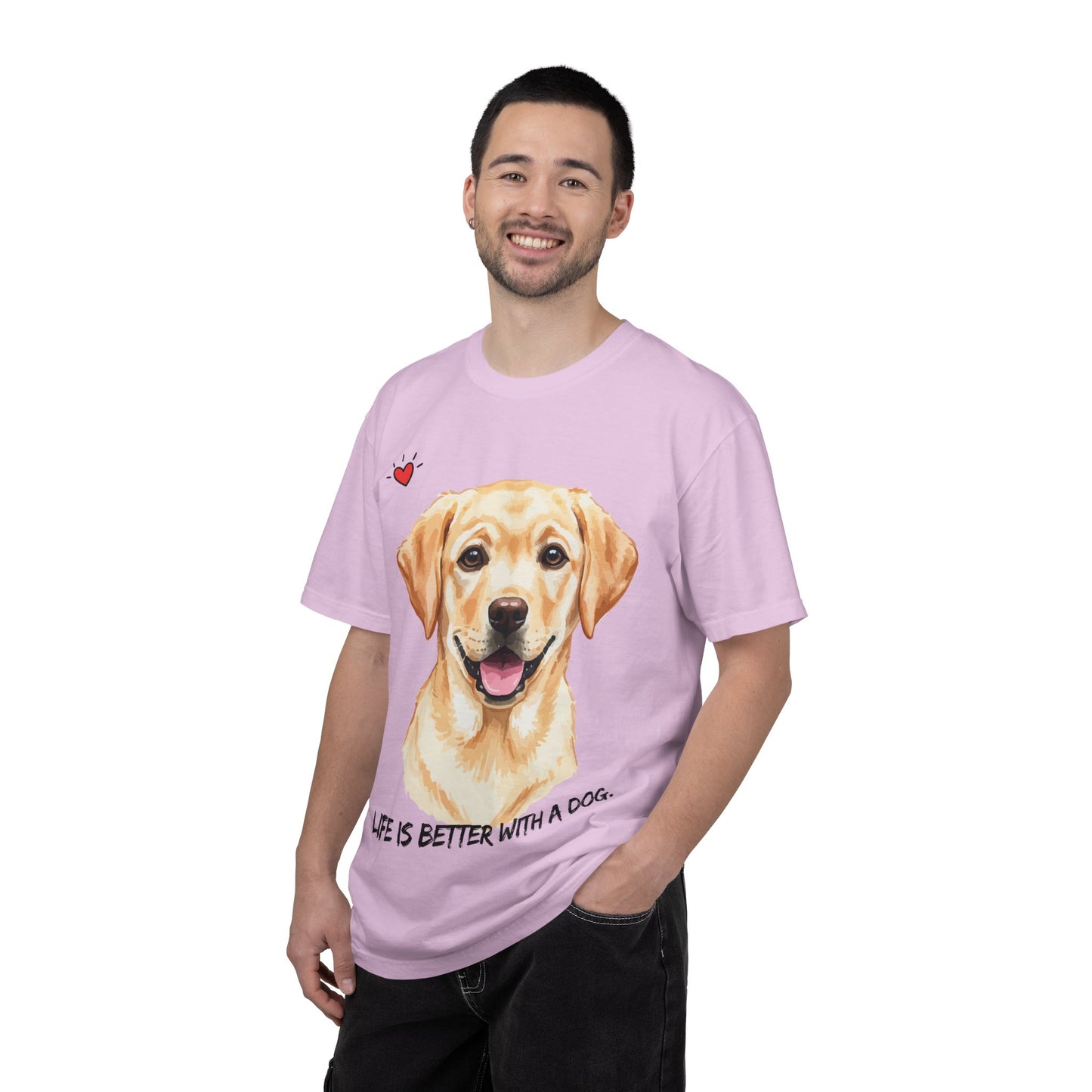 Life Is Better With A Dog T-Shirt | Golden Lab Graphic Tee | Dog Lover Gift | Vintage Wash Cotton Shirt