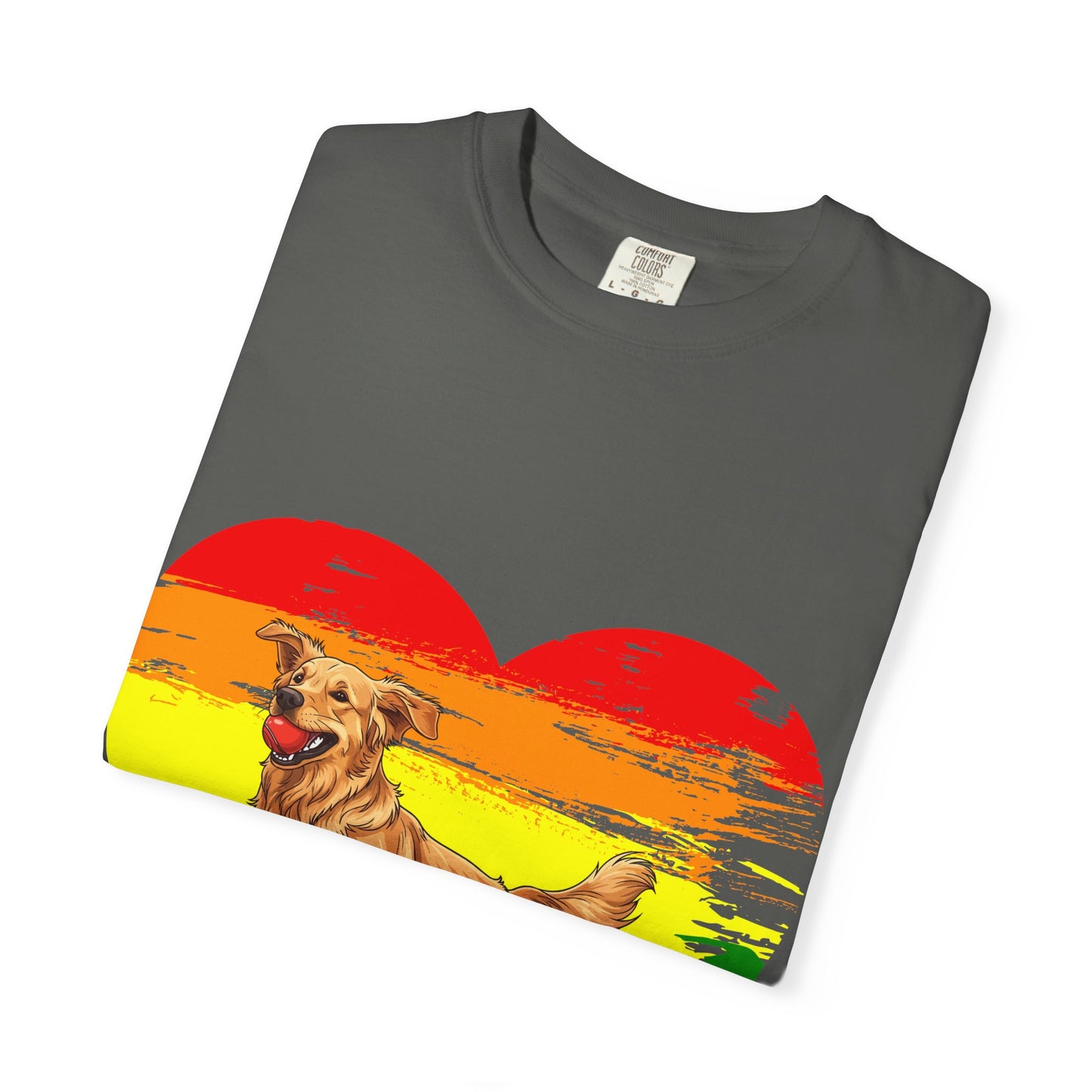 Golden Retriever Rainbow Heart T-Shirt | Colorful Dog Lover Gift | Playful Pup Graphic Tee | Pride & Love