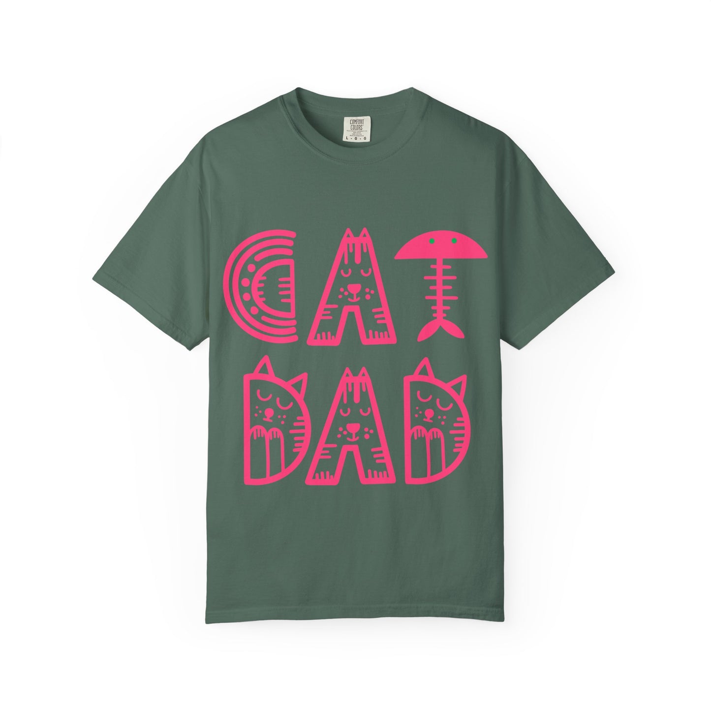 Cat Dad Funny T-Shirt | Retro Pink Kitty Letters Graphic Tee | Cat Lover Gift | Playful Men's Shirt