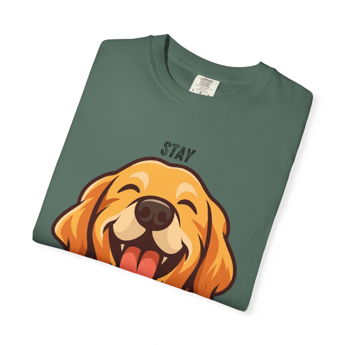 Stay Pawsitive T-Shirt | Smiling Golden Retriever Graphic Tee | Happy Dog Shirt | Positive Vibes Gift