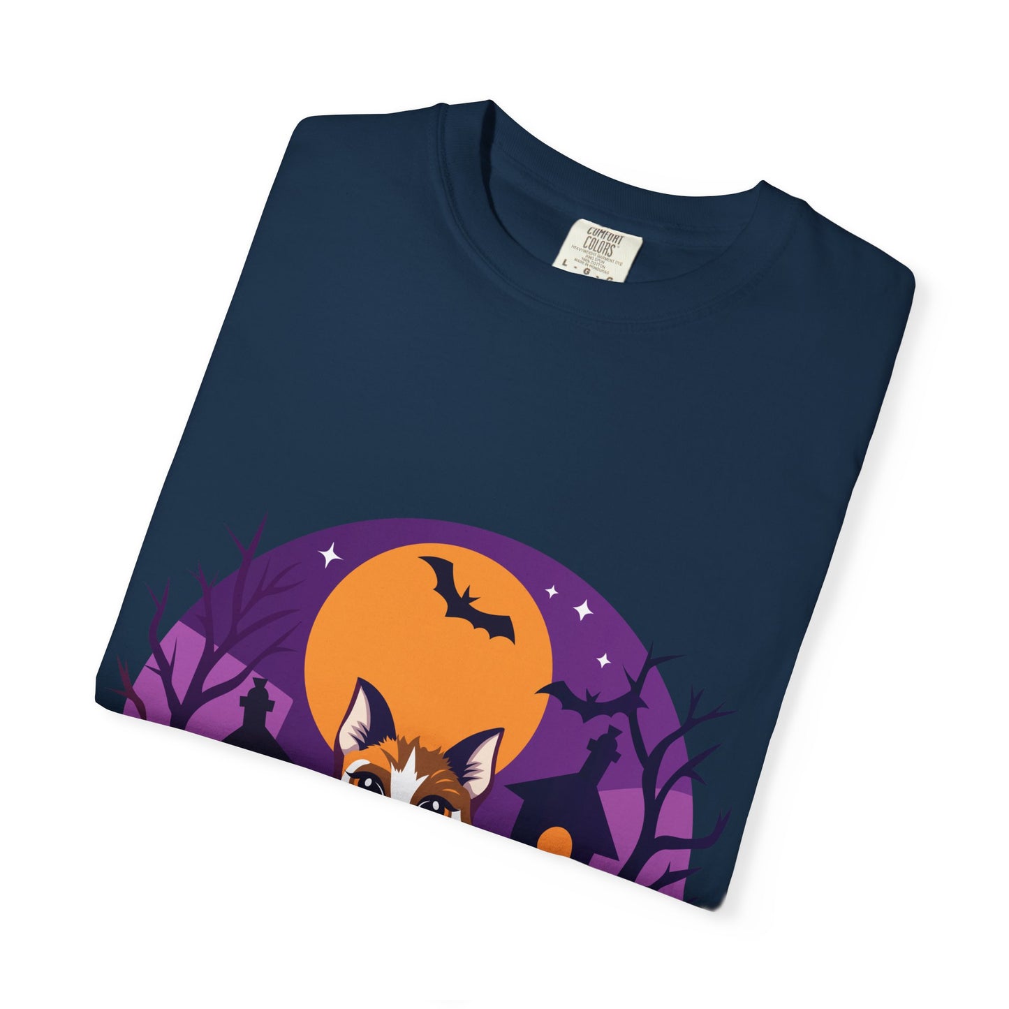 Halloween Cat T-Shirt | Cute Spooky Pumpkin & Haunted House Tee | Vintage Wash Fall Top