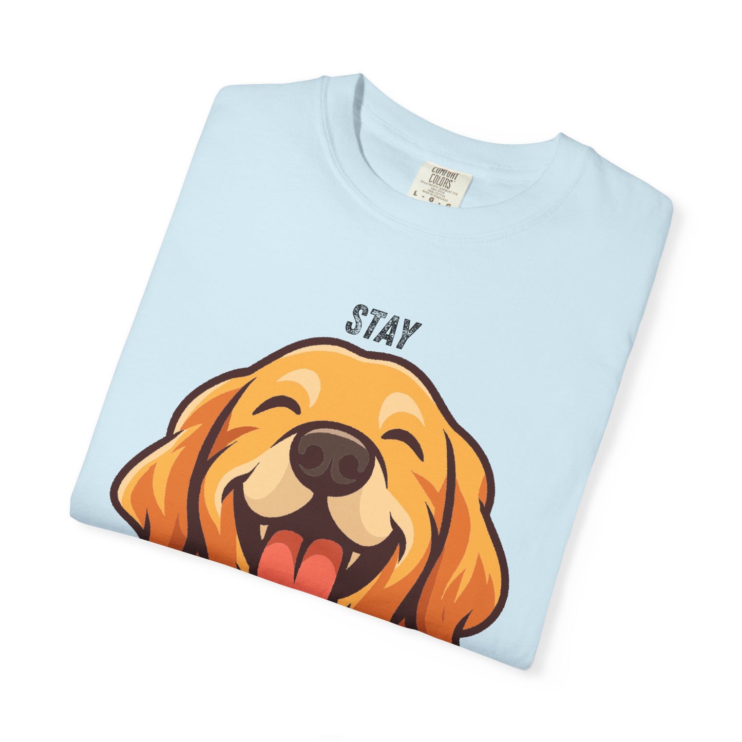 Stay Pawsitive T-Shirt | Smiling Golden Retriever Graphic Tee | Happy Dog Shirt | Positive Vibes Gift