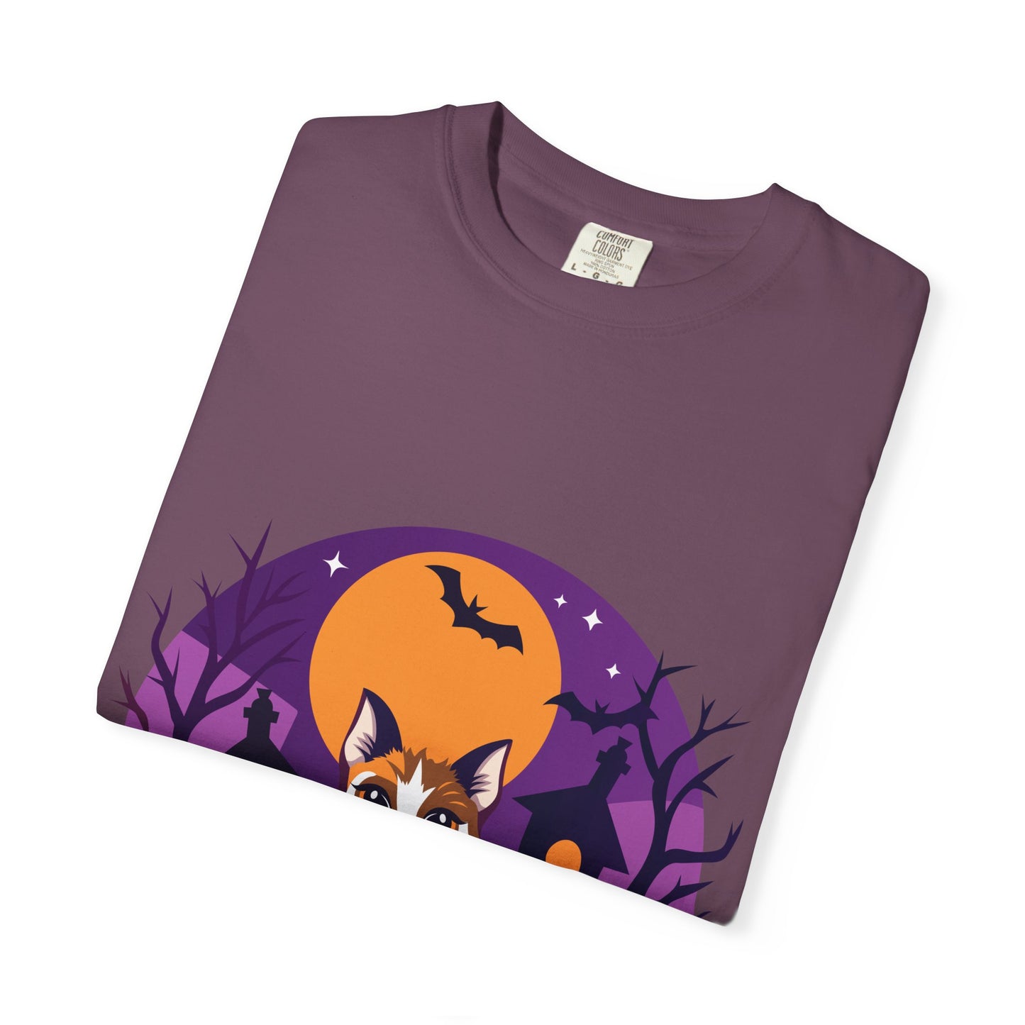 Halloween Cat T-Shirt | Cute Spooky Pumpkin & Haunted House Tee | Vintage Wash Fall Top