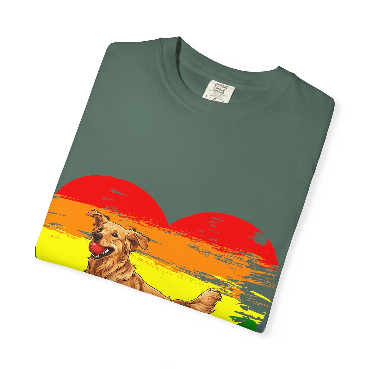 Golden Retriever Rainbow Heart T-Shirt | Colorful Dog Lover Gift | Playful Pup Graphic Tee | Pride & Love