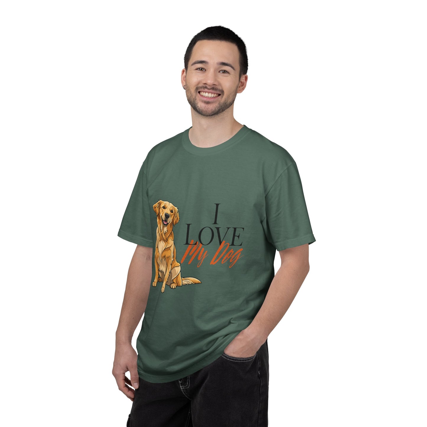 I Love My Dog T-Shirt | Golden Retriever Lover Gift | Vintage Aesthetic Dog Mom Tee | Hand-Illustrated