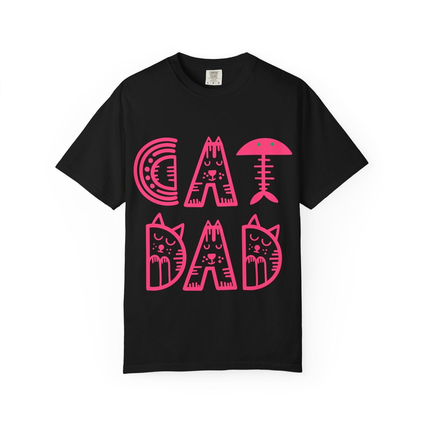 Cat Dad Funny T-Shirt | Retro Pink Kitty Letters Graphic Tee | Cat Lover Gift | Playful Men's Shirt