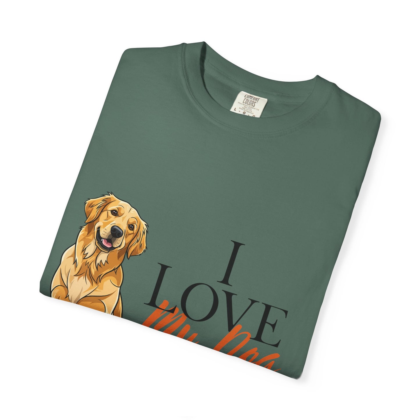 I Love My Dog T-Shirt | Golden Retriever Lover Gift | Vintage Aesthetic Dog Mom Tee | Hand-Illustrated