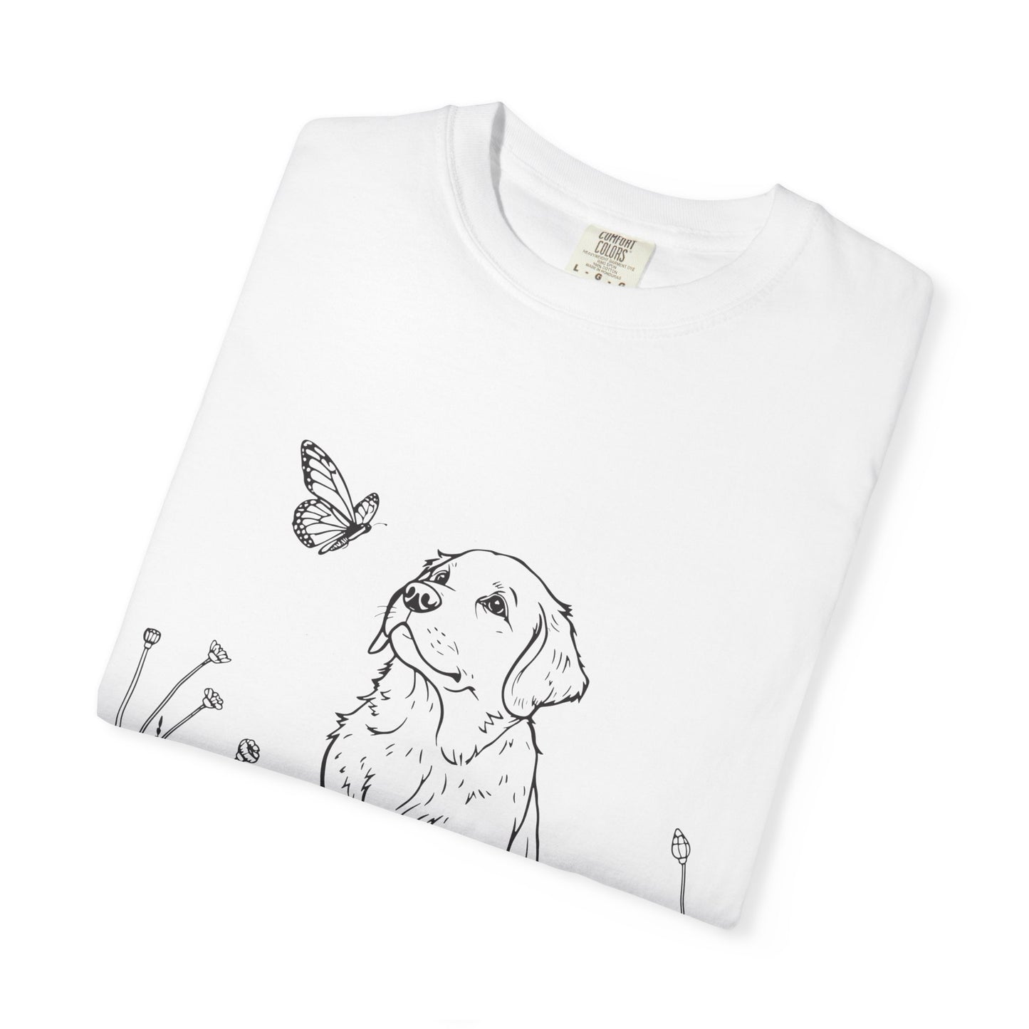 Sorry I'm Late I Saw A Dog T-Shirt | Cute Puppy & Butterfly Graphic Tee | Funny Dog Lover Gift